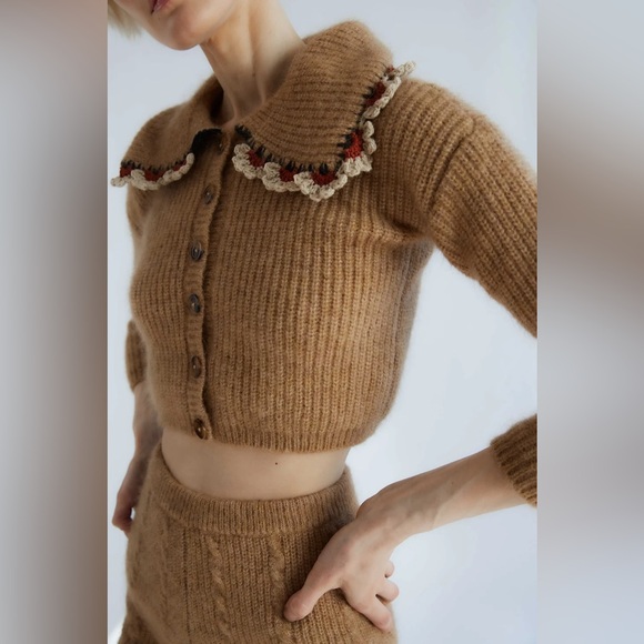 Tach Clothing x Anthropologie Cropped Felipa Cardigan Sweater Top sz S